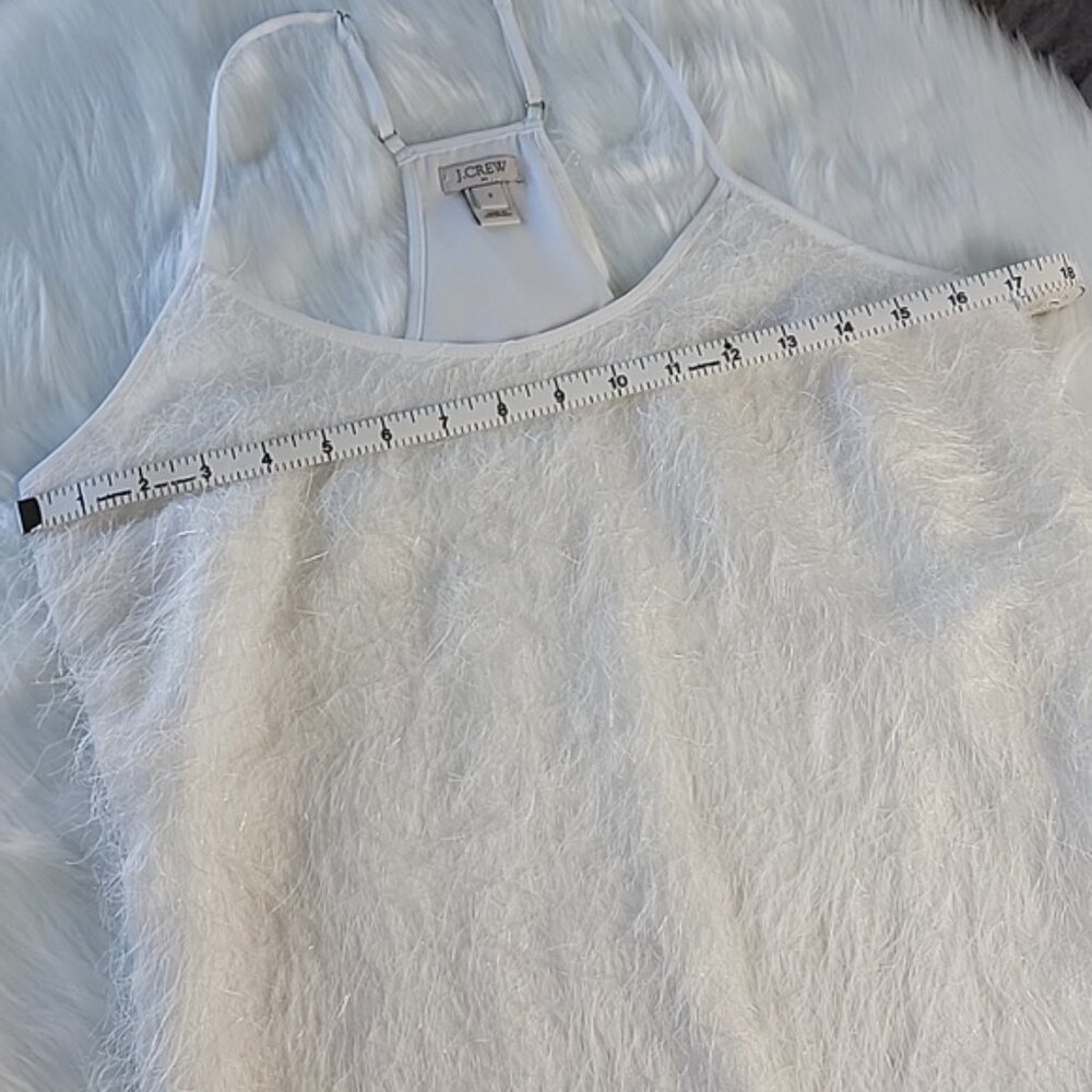 J.CREW White Eyelash Fringe Retro Flapper Racer Back Party Holiday Cami Top 2 - Picture 8 of 11